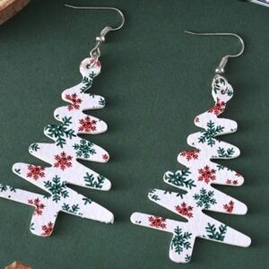 Christmas Tree Faux Leather Dangle Earrings
